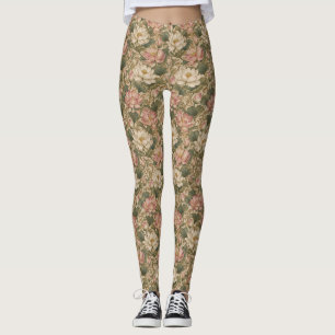Leggings Motif floral botanique de lotus aquatique vintage