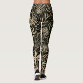 Leggings Motif floral brillant en or sur noir (Dos)