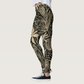 Leggings Motif floral brillant en or sur noir (Gauche)