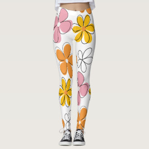 Leggings Motif floral coloré sans couture minimaliste 