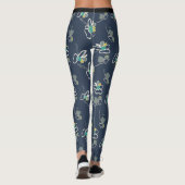 Leggings Motif floral cool de printemps bleu (Dos)