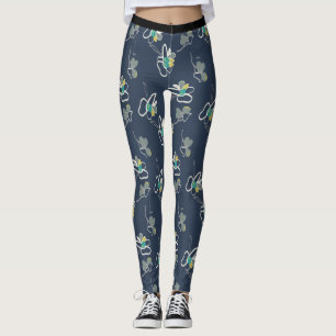 Leggings Motif floral cool de printemps bleu