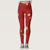 Leggings Motif floral de beauté rouge (Devant)