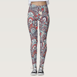 Leggings Motif floral de griffonnage de Paisley