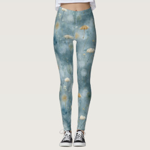 Leggings Motif floral de jardin de pluie serein (6)