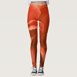 Leggings Motif floral de marbre orange brûlé