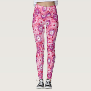 Leggings Motif floral de Phlox rose assez magenta