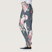 Leggings Motif floral de roses roses romantiques (Gauche)