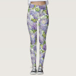 Leggings Motif floral d'hortensia pourpre<br><div class="desc">Ces guêtres florales vous auront habillés dans le style. Cet hortensia sensible de pourpre et de lavande de caractéristiques de conception fleurit sur un arrière - plan blanc. Conçu par le ©Tim de renommée mondiale Coffey d'artiste.</div>