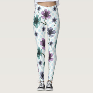 Leggings Motif floral doux Cottagecore Esthétique pastel