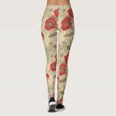 Leggings Motif floral du pavot rouge (Dos)