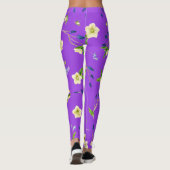 Leggings Motif floral été sur violet brillant arrière - pla (Dos)