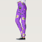 Leggings Motif floral été sur violet brillant arrière - pla (Gauche)