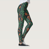 Leggings Motif floral Feuille moderne botanique rouge vert (Droite)