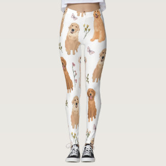 Leggings Motif floral Golden Retriever | Chien mignon & Sau