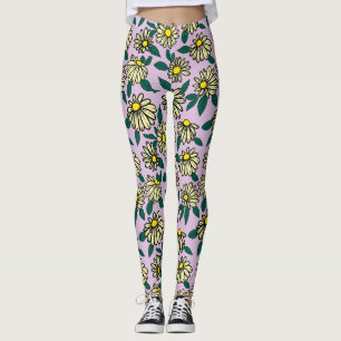 Leggings Motif floral jaune