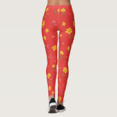 Leggings Motif floral jaune sur rouge (Dos)