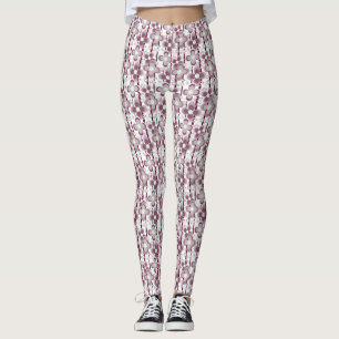 Leggings motif floral marron et blanc