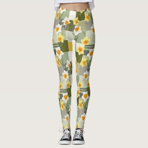Leggings Motif floral narcisse du milieu du siècle