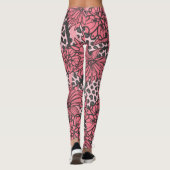 Leggings Motif floral noir assez rose d'empreinte de (Dos)