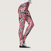 Leggings Motif floral noir assez rose d'empreinte de (Droite)