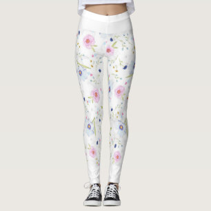 Leggings motif floral noir et blanc