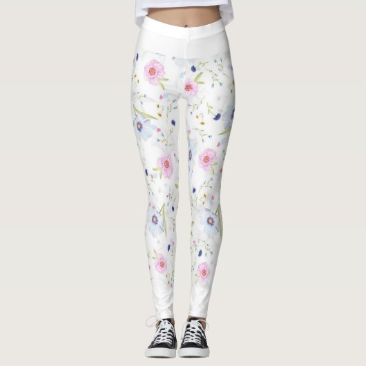 Leggings motif floral noir et blanc (Devant)