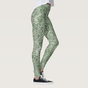 Leggings Motif floral orné de fleurs blanches et de feuille
