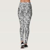 Leggings Motif floral orné noir et blanc (Dos)