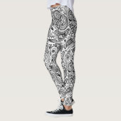 Leggings Motif floral orné noir et blanc (Gauche)