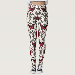 Leggings Motif floral papillon gothique (2)