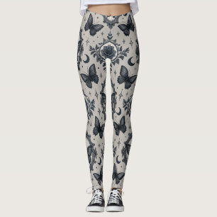 Leggings Motif floral papillon gothique (3)