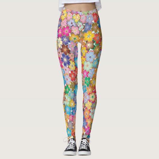 Leggings motif floral pour légumineuses classiques (Devant)