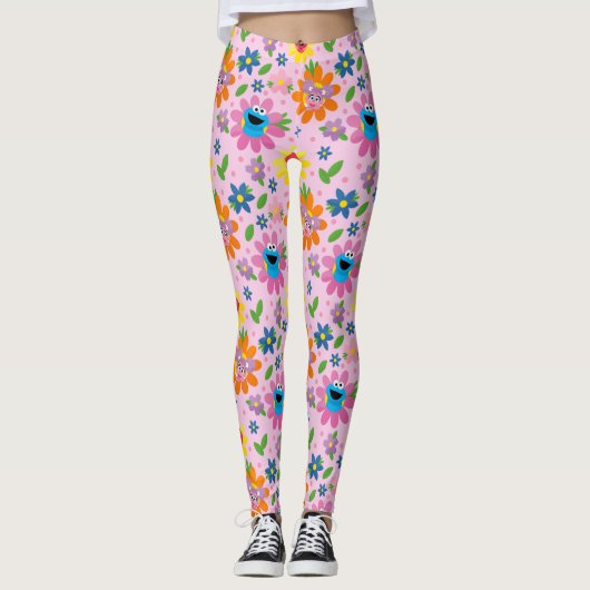 Leggings Motif floral rose de la rue Sésame (Devant)