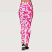 Leggings Motif Floral rose et blanc (Dos)