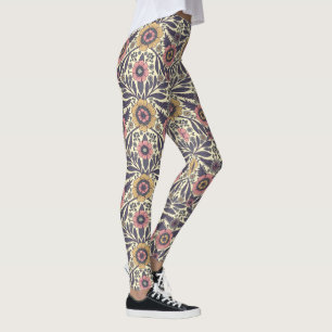 Leggings Motif Floral rose et bleu sans joint