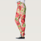 Leggings motif floral rose et feuille (Gauche)
