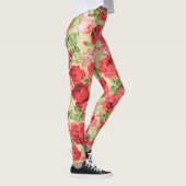 Leggings motif floral rose et feuille (Droite)
