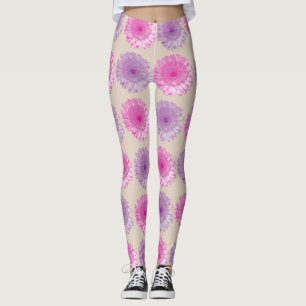 Leggings Motif floral rose et pourpre