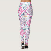 Leggings Motif floral rose et violet pastel (Dos)