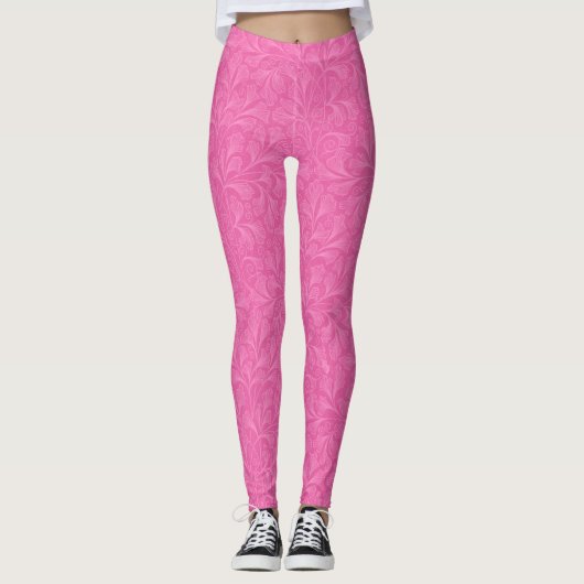 Leggings "Motif floral rose, tout simplement" (Devant)