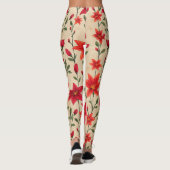 Leggings Motif floral rouge et orange (Dos)