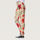 Leggings Motif floral rouge et orange (Gauche)