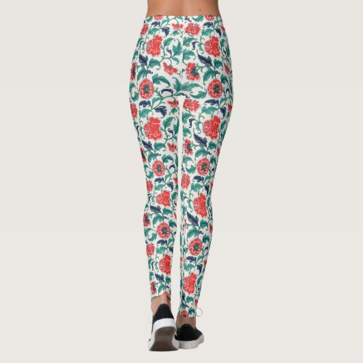 Leggings Motif floral rouge et vert (Dos)