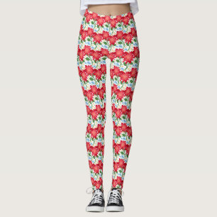 Leggings Motif floral rouge gras sans couture Coloré