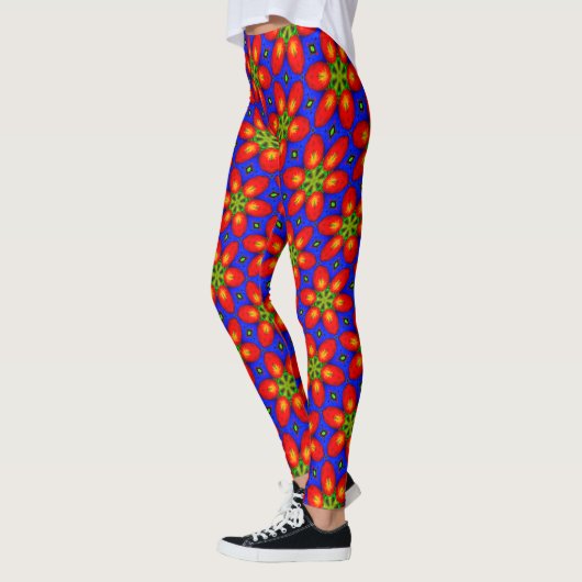Leggings Motif Floral Rouge mou (Gauche)