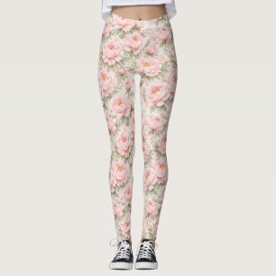 Leggings Motif floral sans couture de pivoine à l'aquarelle