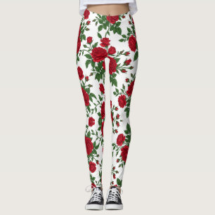 Leggings Motif floral sans couture de rose rouge élégant