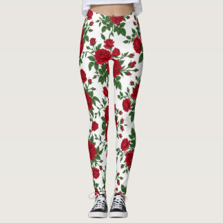 Leggings Motif floral sans couture de rose rouge élégant