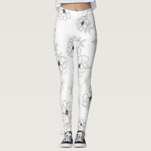 Leggings Motif floral sans couture minimaliste en ligne art